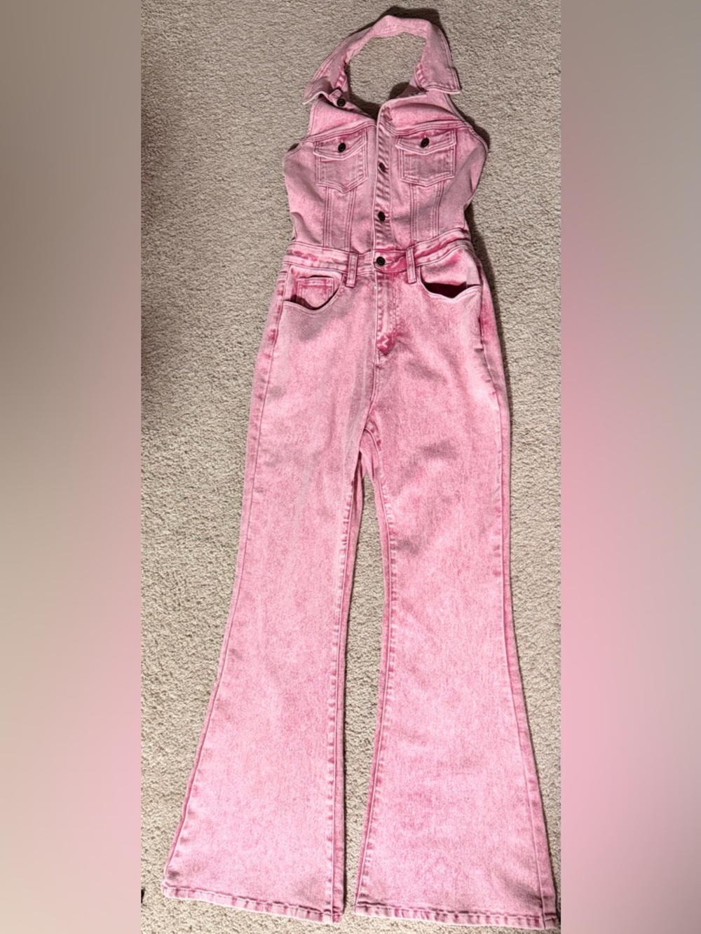 Pink High-Waist Flared Women’s Jeans medium